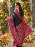 Thumbnail for Shree Shyam Fashion Black Pochampally Silk Saree - Distacart