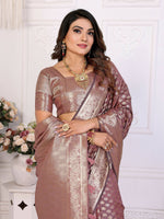 Thumbnail for Aastha Fashion Dusty Rose Organza Silk Weaving Saree - Distacart