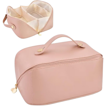 Bronson Professional Travel Makeup Bag Cosmetic Storage Faux Leather Vanity Pouch - Pink - Dista