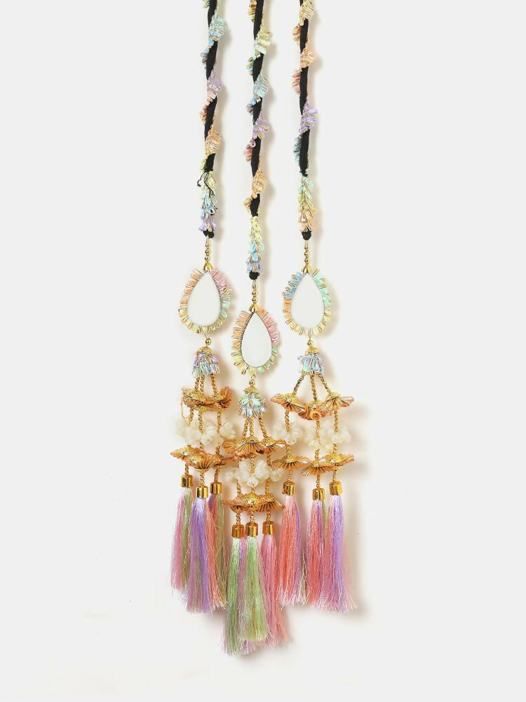 Ruby Raang Colorful Gota Pati Work And Colorful Pastel Hues Threadswith And Black Thread & Mirros - Distacart