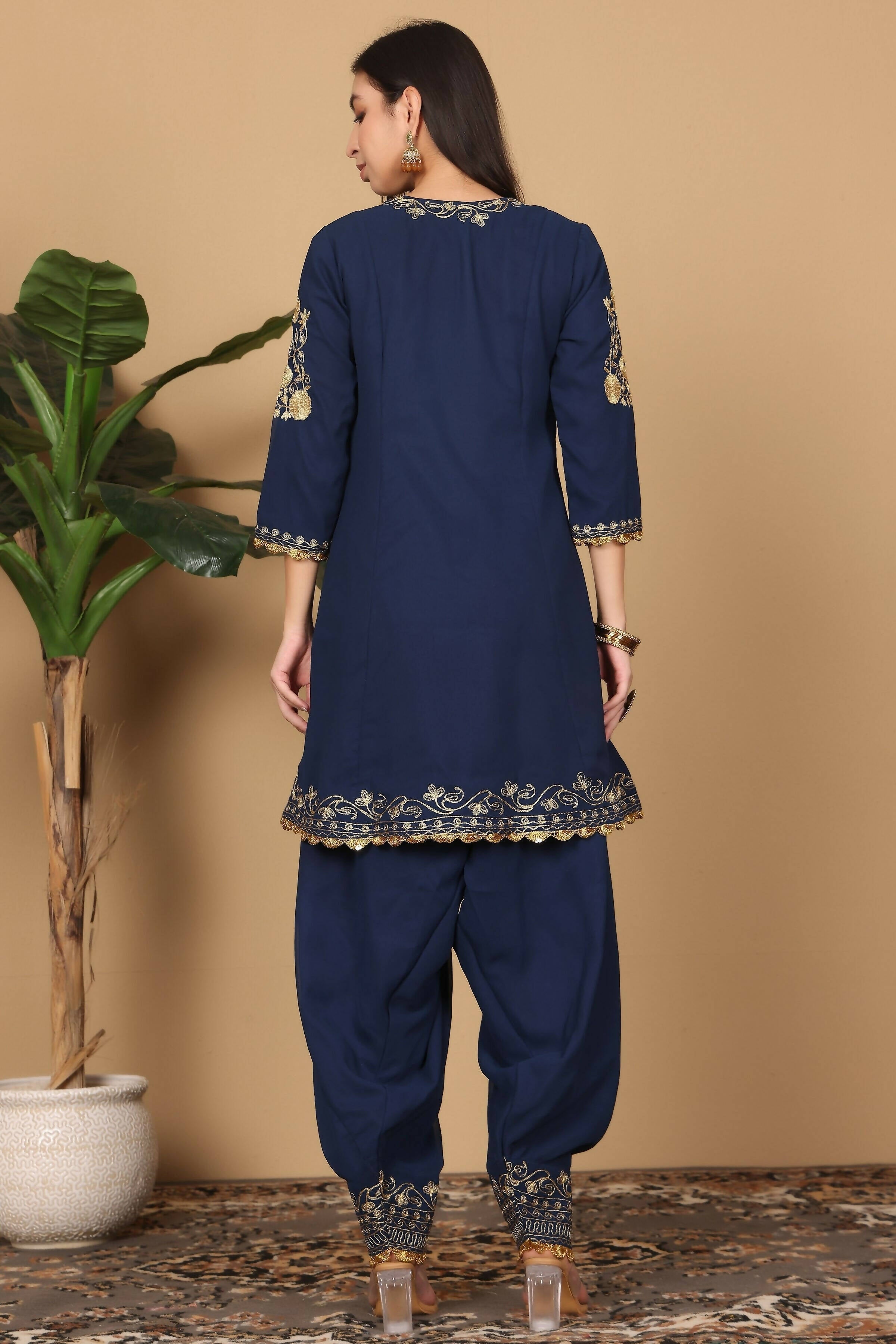Joban Fashion Navy Blue Georgette Kurta Set