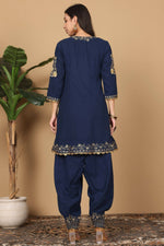 Thumbnail for Joban Fashion Navy Blue Georgette Kurta Set
