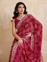 Thumbnail for Teeya Creation Womens Stylish Simply Wedding Wear Georgette Saree-Red - Dista