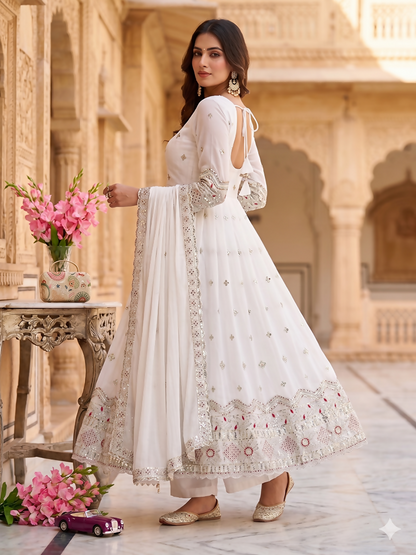 Teeya Creation Premium Off-White Designer Anarkali Suit for Wedding - Dista