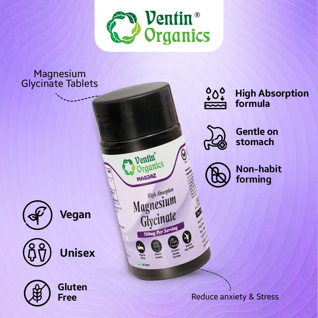 Ventin Organics Magjaz Magnesium Glycinate Tablets - Distacart