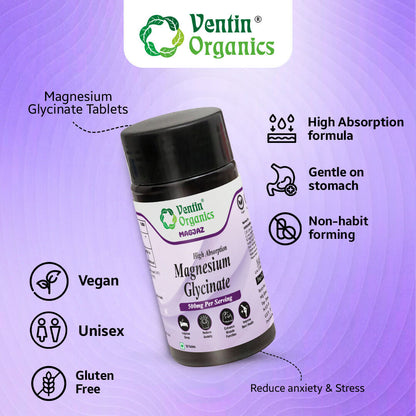 Ventin Organics Magjaz Magnesium Glycinate Tablets - Distacart