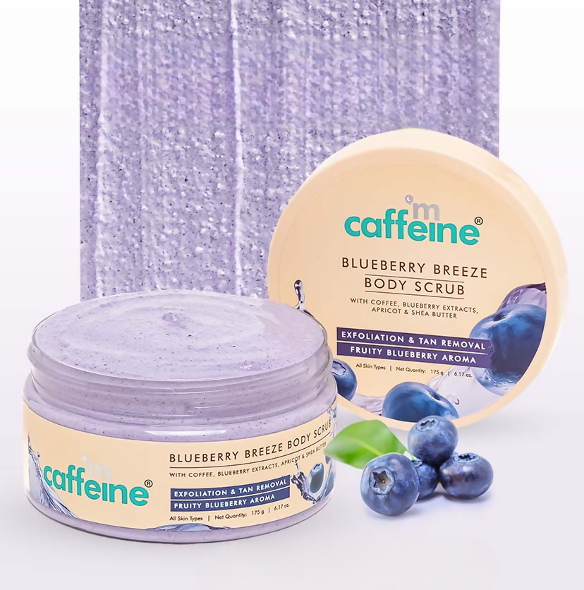 mCaffeine Blueberry Breeze Body Scrub, Exfoliates, Removes Tan, Fruity Blueberry Aroma - Distacart