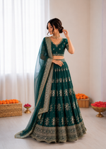 Thumbnail for Prazu Fashion Rama Jatan Silk Thread With Sequence Designer Lehenga