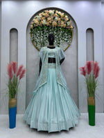 Thumbnail for Prazu Fashion Light Sky Blue Chinon Silk Thread Sequence Wedding Lehenga Choli