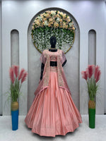 Thumbnail for Prazu Fashion Peach Chinon Silk Thread Sequence Wedding Lehenga Choli