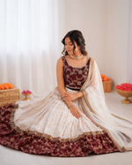 Thumbnail for Prazu Fashion Off White Jacquard Coding With Sequence Designer Lehenga