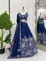 Thumbnail for Prazu Fashion Blue Chinon Silk Thread Sequence Wedding Lehenga Choli
