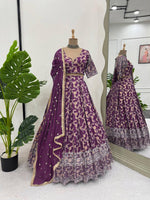 Thumbnail for Prazu Fashion Purple Jacquard Thread With Sequence Designer Lehenga
