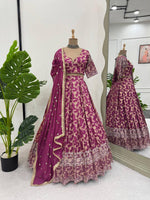 Thumbnail for Prazu Fashion Wine Jacquard Thread With Sequence Designer Lehenga