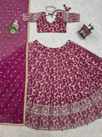Thumbnail for Prazu Fashion Wine Jacquard Thread With Sequence Designer Lehenga