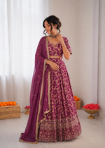 Thumbnail for Prazu Fashion Wine Jacquard Thread With Sequence Designer Lehenga