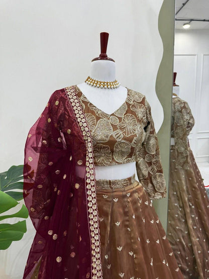 Prazu Fashion Coffee Jimi Choo Thread Sequence Lehenga Choli - Distacart