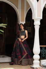 Thumbnail for Prazu Fashion Black Organza Digital Printed Lehenga Choli