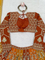 Thumbnail for Prazu Fashion Orange Georgette Thread Sequence Wedding Lehenga Choli