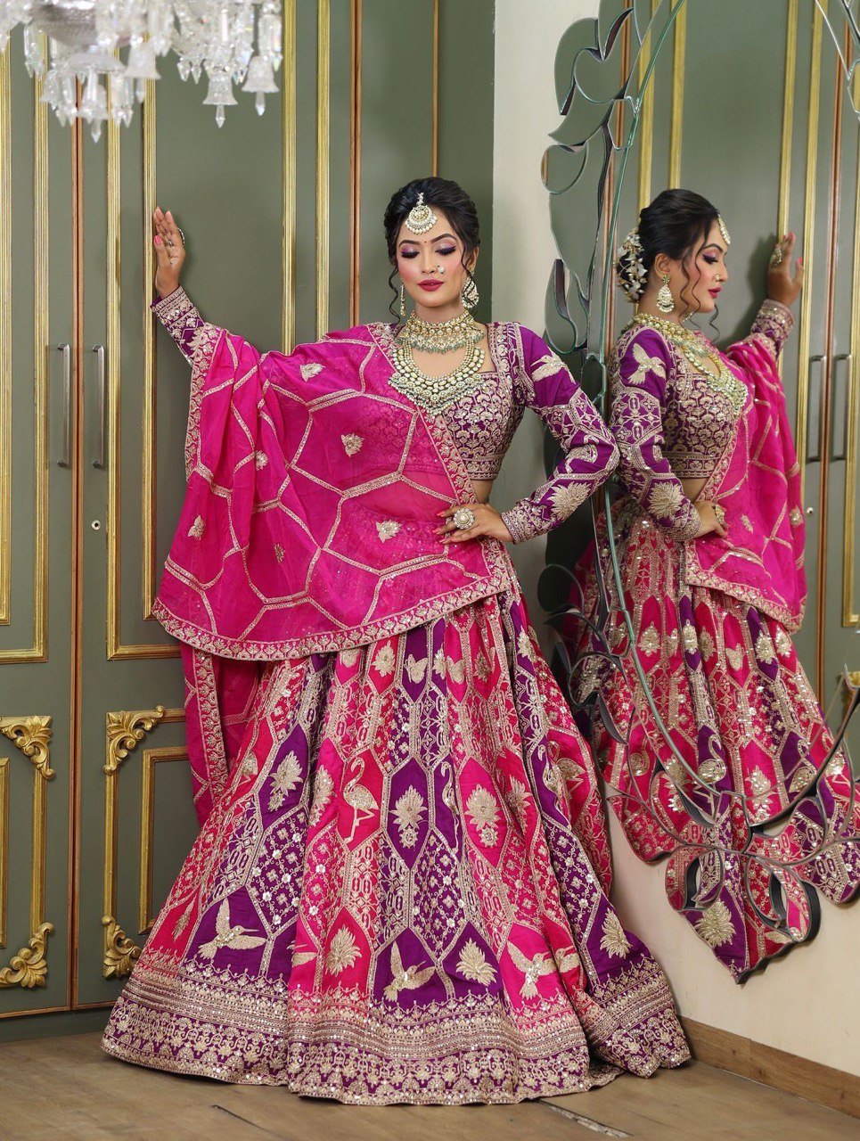Prazu Fashion Violet Georgette Thread Sequence Wedding Lehenga Choli - Distacart
