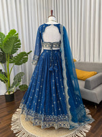 Thumbnail for Prazu Fashion Royal Blue Net Thread With Sequence Designer Lehenga