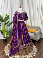 Thumbnail for Prazu Fashion Violet Vichitra Silk Thread With Sequence Designer Lehenga