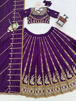 Thumbnail for Prazu Fashion Violet Vichitra Silk Thread With Sequence Designer Lehenga