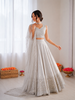 Thumbnail for Prazu Fashion Light Grey Jatan Silk Thread With Sequence Designer Lehenga