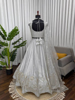 Thumbnail for Prazu Fashion Light Grey Jatan Silk Thread With Sequence Designer Lehenga