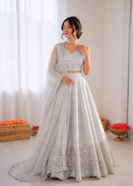 Thumbnail for Prazu Fashion Light Grey Jatan Silk Thread With Sequence Designer Lehenga