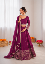 Thumbnail for Prazu Fashion Purple Jatan Silk Thread With Sequence Designer Lehenga