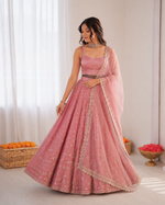 Thumbnail for Prazu Fashion Onion Pink Jatan Silk Coding With Sequence Designer Lehenga