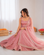 Thumbnail for Prazu Fashion Onion Pink Jatan Silk Coding With Sequence Designer Lehenga
