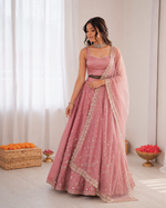 Thumbnail for Prazu Fashion Onion Pink Jatan Silk Coding With Sequence Designer Lehenga