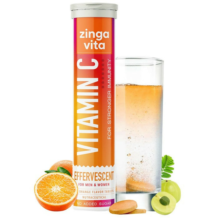 Zingavita Vitamin C Effervescent Tablets for Stronger Immunity - Orange Flavor - Distacart