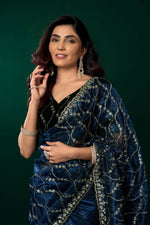 Thumbnail for Joban Fashion Navy Blue Net Party Wear Sarees - Distacart
