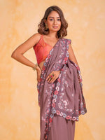 Thumbnail for Anouk Floral Embroidered Pure Georgette Saree