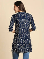 Thumbnail for Anubhutee Navy & White Printed Straight Kurti - Distacart