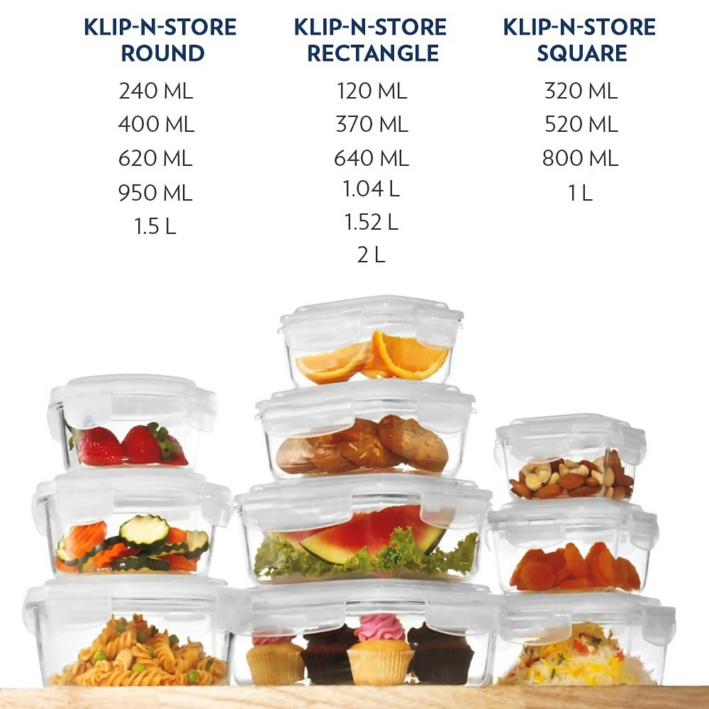 Borosil Klip N Store Glass Storage Containers - Set of 2 - Dista
