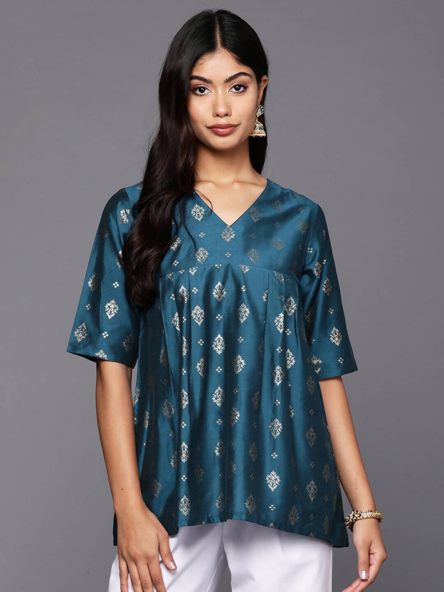 Ahalyaa Women's Traditional wear Tunic - Teal Blue - Distacart