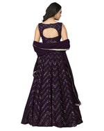 Thumbnail for Jyoti Fashion Wine Thread with Sequence Embroidery Faux Georgette Lehenga Choli with Dupatta - Distacart