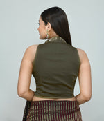 Thumbnail for Joban Fashion Women's Dark Green Embroidered Stitched Blouse