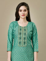 Thumbnail for Jyoti Fashion Women's Pista Green Rayon Embroidered Kurta Pant Set - Distacart