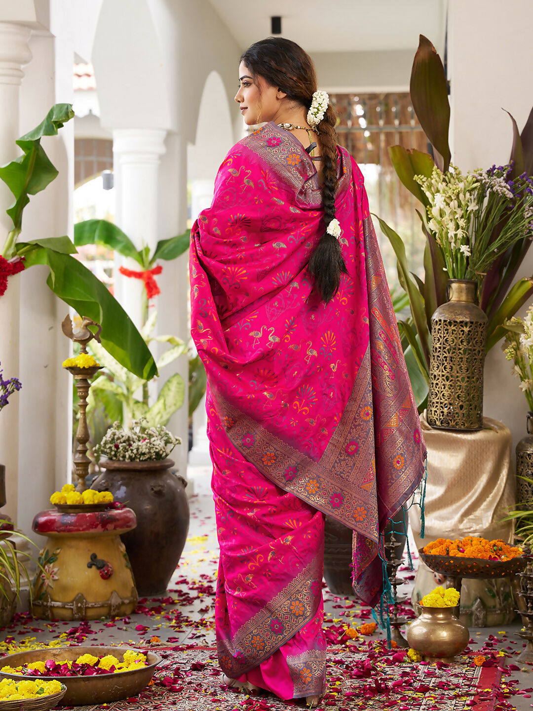 Astita Pink Soft Silk Saree - Distacart