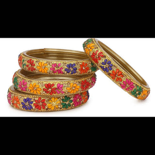 Afast Bridal Wedding & Party Fashionable Colorful Glass Bangle/Kada Set, Pack Of 4 - Distacart