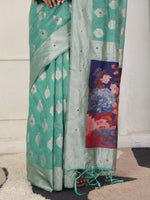 Thumbnail for Astita Linen Cotton Rama Green Saree