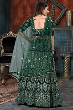 Thumbnail for Jyoti Fashion Beautiful Bottle Green Faux Georgette 3MM Sequins with Thread & Jari Embroidery Lehenga Choli with Dupatta - Distacart