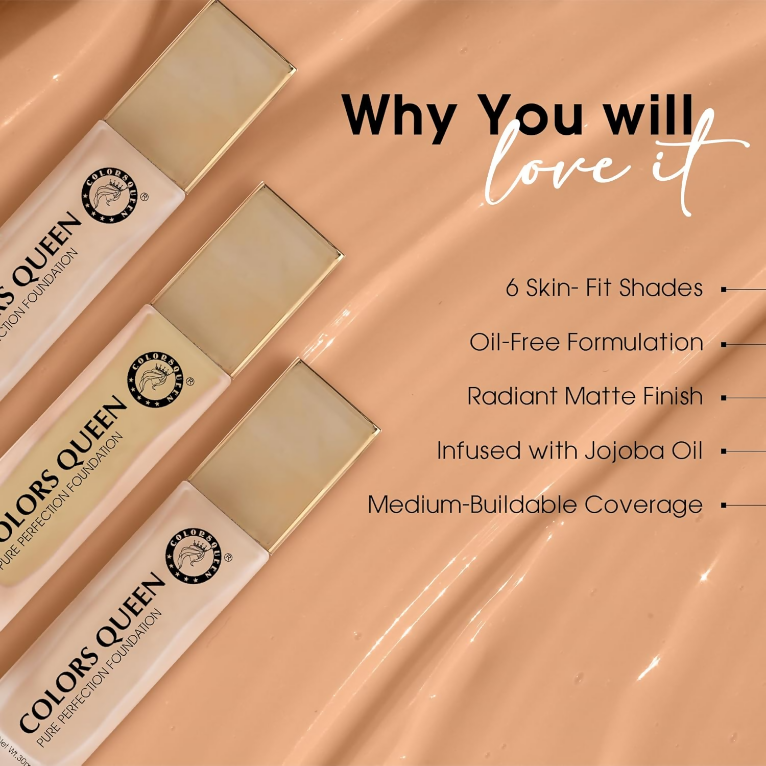 Colors Queen Pure Perfection Foundation – 01 White Ivory - Distacart