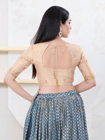 Thumbnail for Joban Fashion Light-Gold Shimmer Elbow Sleeveless Front Open Blouse