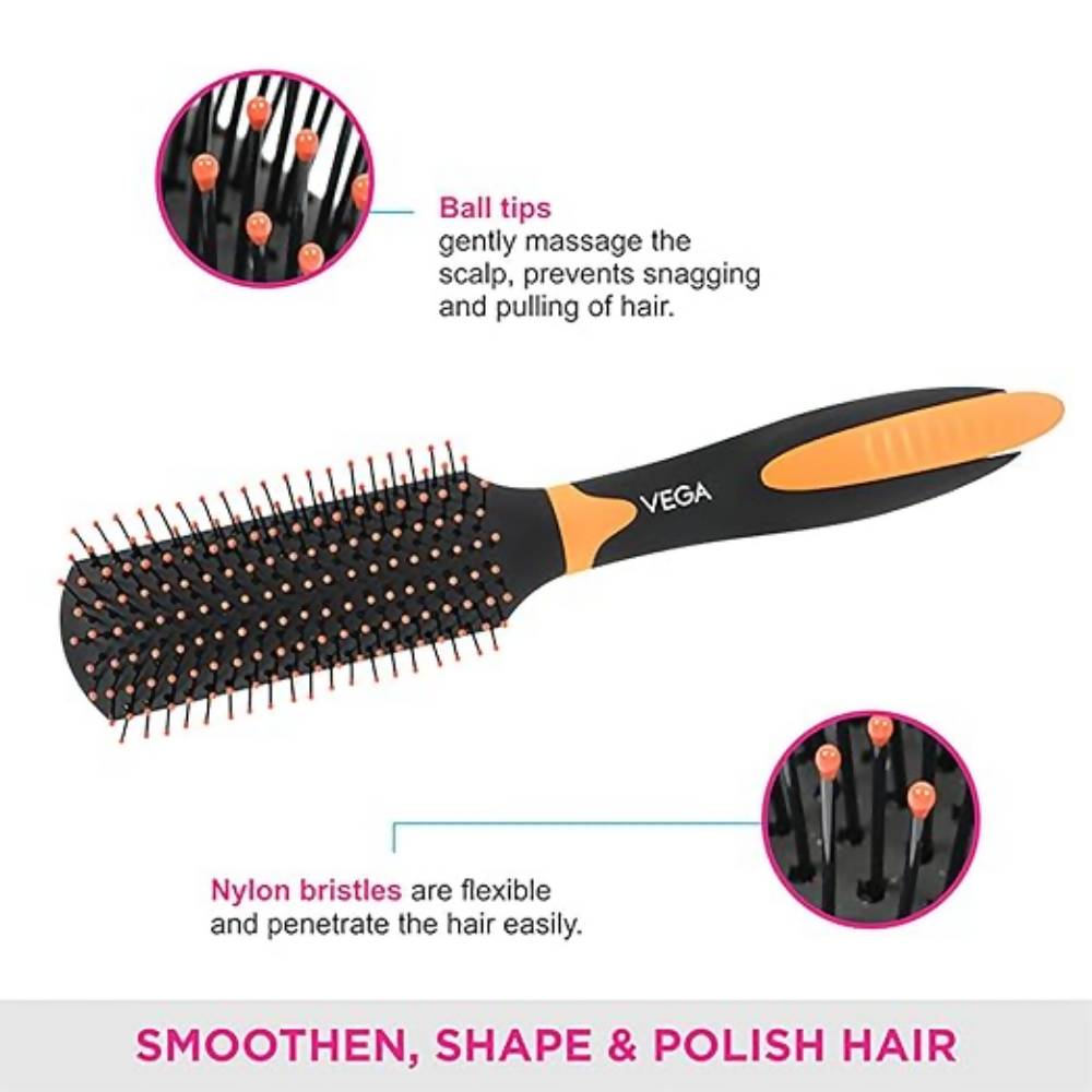Vega Flat Brush With Clip, Black - Dista
